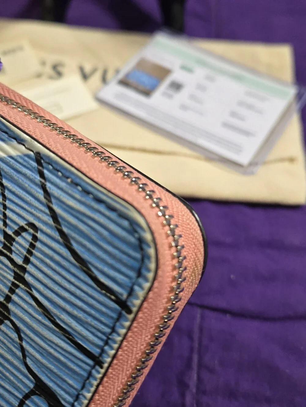 Louis Vuitton Limited Edition Epi "Aqua Line" Leather Zippy Long Wallet With COA - Picture 5 of 16